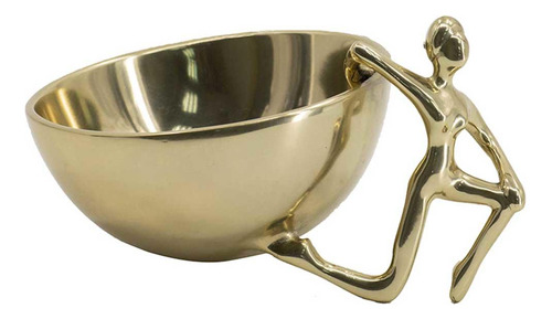 Bowl De Aluminio Dorado Con Escultura