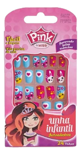 Unhas Autoadesivas Infantil Pink By Kiss Cor 3 Fpsp02 C/24