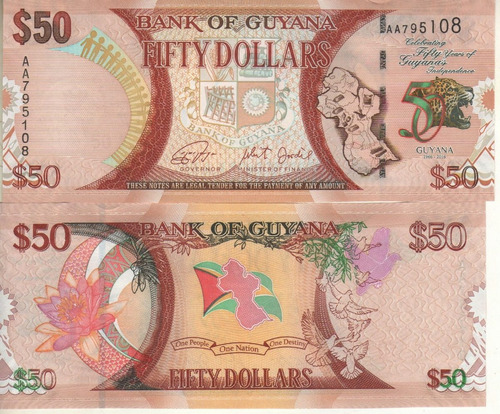 Guyana Billete De 50 Dólares Año 2016 - Pick 41 - Sin Circ.