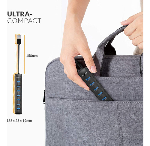 Hub Usb 3.0, 7 Puertos Para Laptop, iMac, Surface Pro, Xps