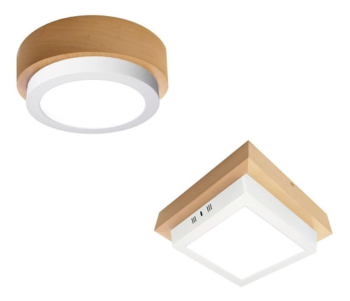 Plafon Led Negro Madera 6w Nordico Escandinavo Techo Puraluz