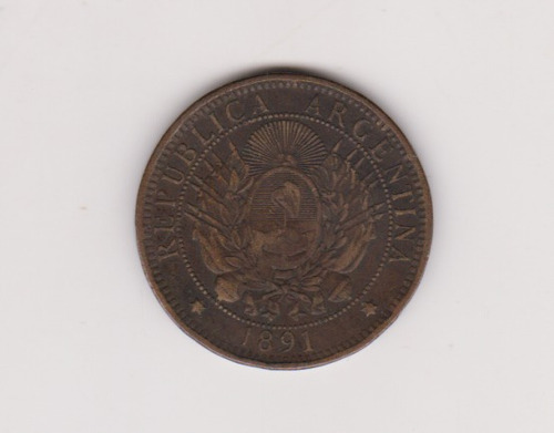 Moneda Argentina 2 Centavos Año 1891 Muy Bueno Patacon