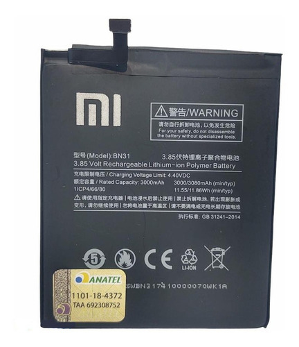 Bat-eria Xiaomi Mi A1/mi 5x Bn31 Pronta Entrega C/garantia