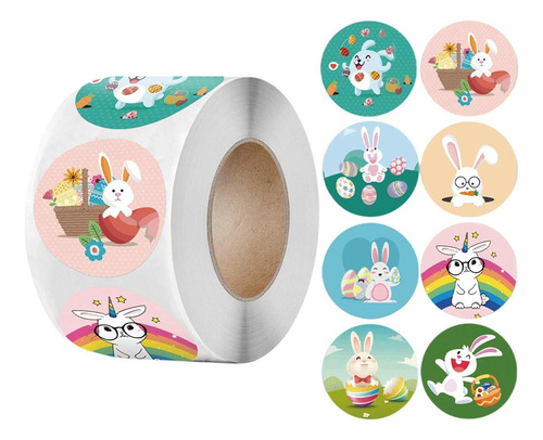 500 Piezas Feliz Conejo De Pascua Etiquetas Adhesivas
