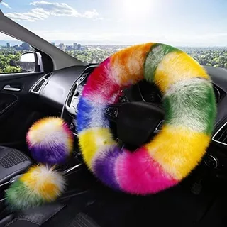 Funda O Cubierta Para Vol Multicolor Fuzzy Steering Wheel Co