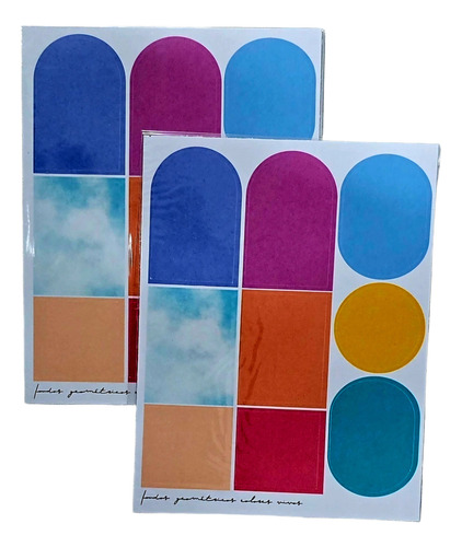 Plancha De Stickers Fondo Geometrico Colores Vivos