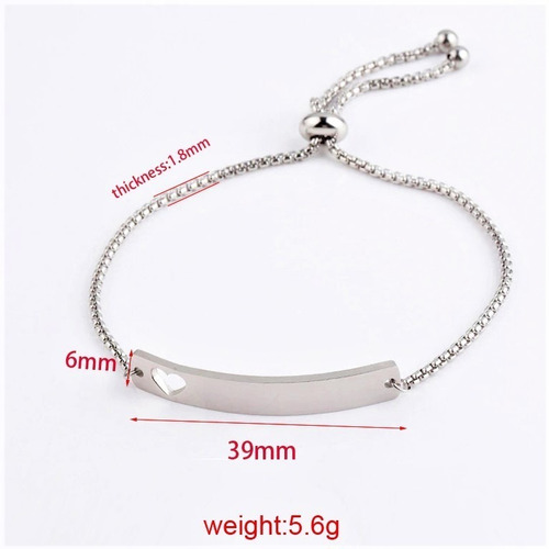 Imagen 3 de 7 de Pulsera Acero Personalizada Grabado Láser M1174