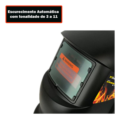 Mascara Solda Capacete Lente Escurecimento Automático Escudo Cor Preta