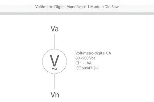 Voltimetro Digital Rojo 1 Modulo Din Rojo Monofasico Baw
