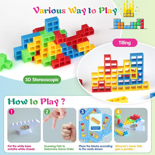 64pcs Tetra Tower Game, Stack Attack Tablero Familiar Par...