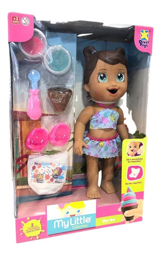 Boneca My Little Collection Verao Com Sorvete E Chinelinho