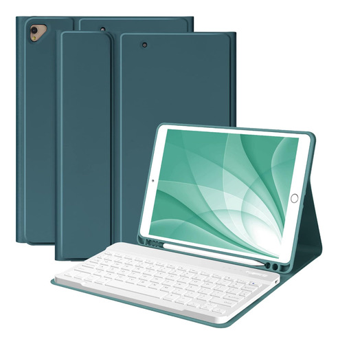 Funda Con Teclado Bqss / Para iPad 10.2  / Dark Green