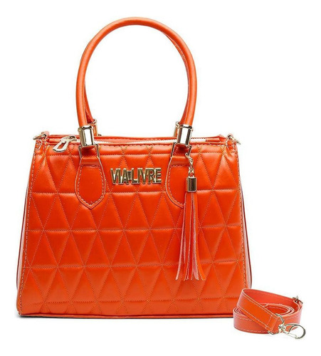 Bolsa Handbag Feminina Alça Transversal Matelassê Elegante Cor Laranja