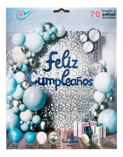 Set Guirnalda Globos Fiestas Cumpleaños Varios Tonos Diseños