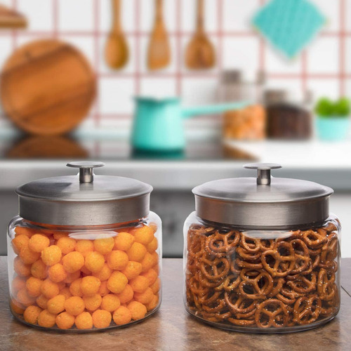 Tarros De Vidrio Con Tapas Selladas 1.89 Litros Juego De 2
