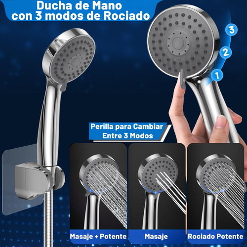 Combo Cabezal Ducha De Alta Presión 15 Cm Manguera 1,5 M Cro