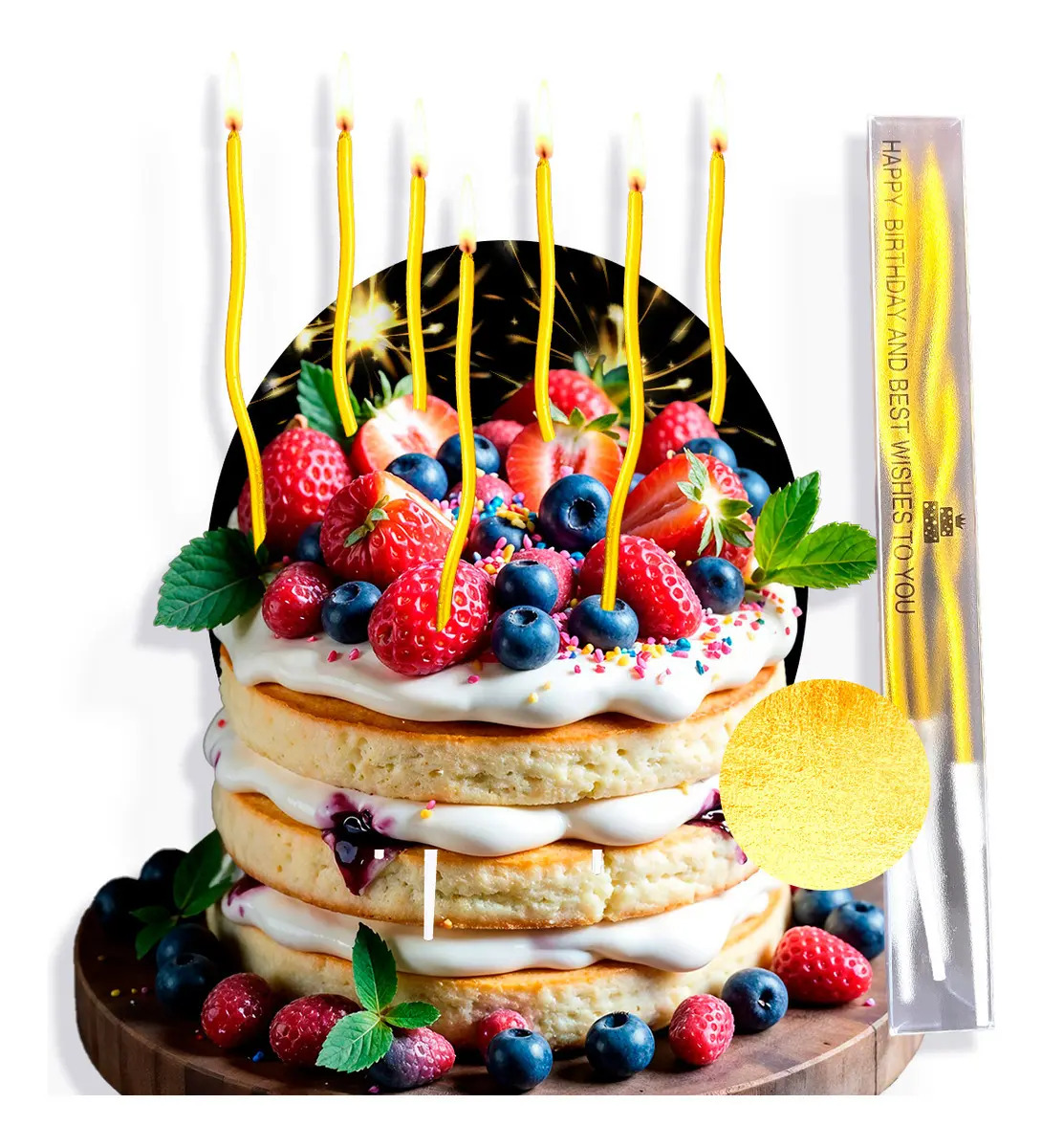 6 Velas Doradas Curvas Pastelera Pastel Feliz Cumpleaños