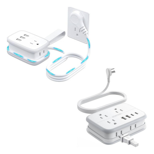 Regleta De Alimentación De Viaje Con 6 Tomas Y 4 Puertos Usb