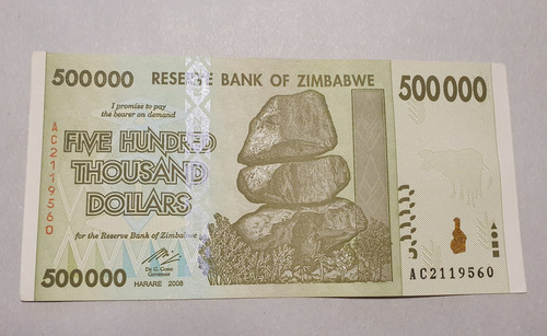 Zimbabwe Billete 500 Mil Dolares 2008 Sin Circular Unc