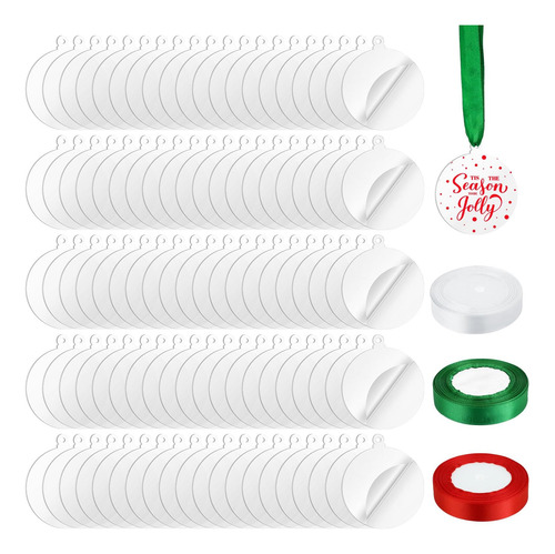 Adornos Acrílicos De Navidad De Macarrie 100 Pcs En Blanco A