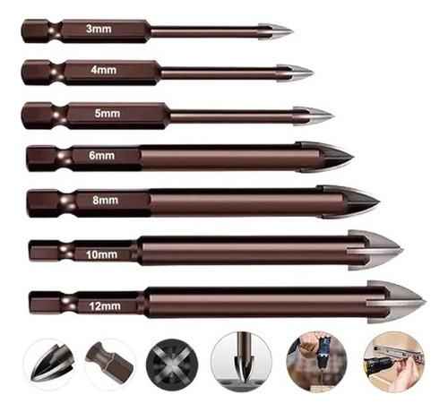 Para . Broca 7pcs Indestrutível Universal Fura Tudi