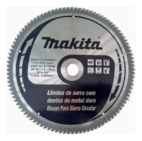 Hoja Sierra Circular Makita 305 X30x100d Aluminio 19794 Po Color Plateado