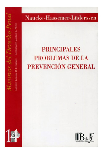 Principales Problemas De La Prevencion General, De Naucke Hassemer. Editorial B De F, Tapa Blanda, Edición 1 En Español, 2004