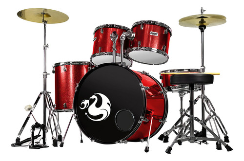 Bateria Acústica 5 Pzas color rojo Sparkle Century CNBT066