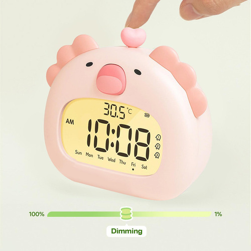 Reloj Despertador Lámpara De Noche Axolote Recargable