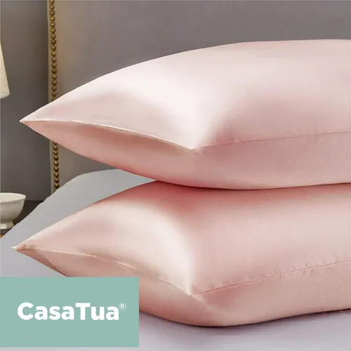 Funda Almohada Satin Saten Tipo Seda Set X2 Unids 100 O 76cm 100x50 Rosado Geométrico