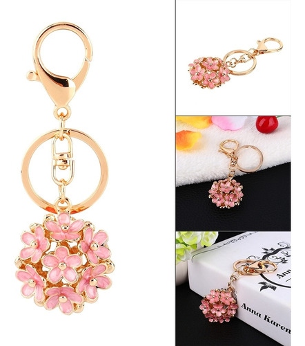 V Llavero Con Diseño De Flor De Diamantes De Imitación De