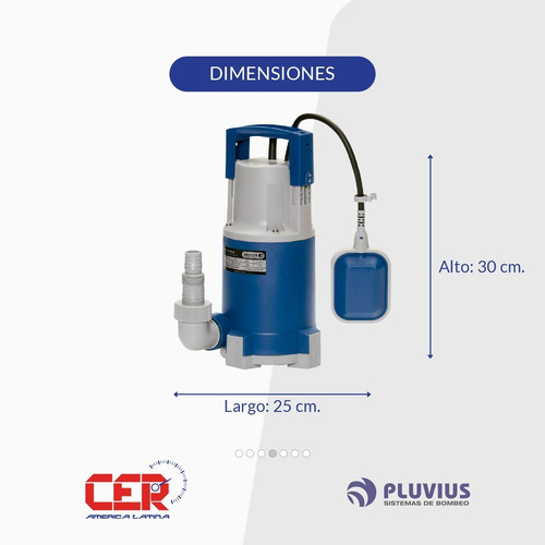 Bomba Desagote Sumergible Pluvius Sum L400 400w Agua Limpia