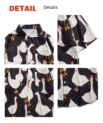 Camisa Holgada De Manga Corta Con Estampado De Dibujos Anima