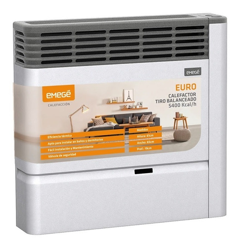 Calefactor Emege Euro 2155 5400cal Tiro Balanceado Multigas 