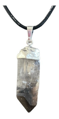 Collar De Roca/piedra Cuarzo Cristal Ahumado Con Plata 925 