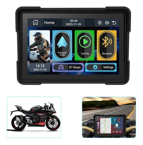 Pantalla Estéreo Para Moto Carplay & Android Auto 5 Pulgadas