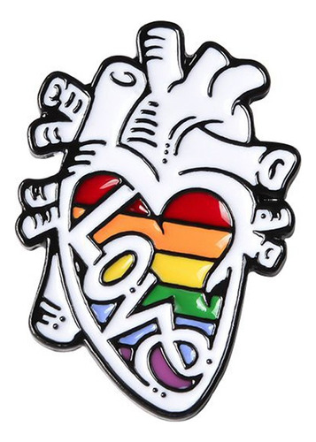 Pin O Broche Medico Enfermera Corazón Arcoíris Color Multicolor