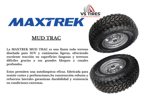 Llanta 33x12.50r15lt-6c 108q Maxtrek Mud Trac Auto Capas 6 M
