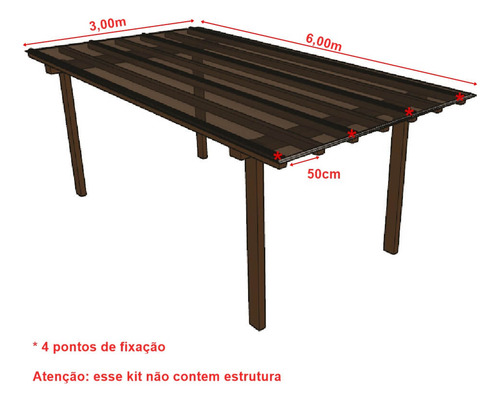 Cobertura Policarbonato Alveolar 3,00m X 6,00m - Bronze 4mm