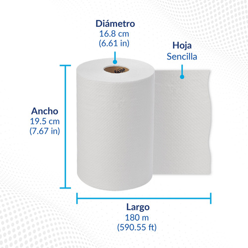 Toalla En Rollo Fapsa® Tr180 Mts Caja Con 6 Rollos