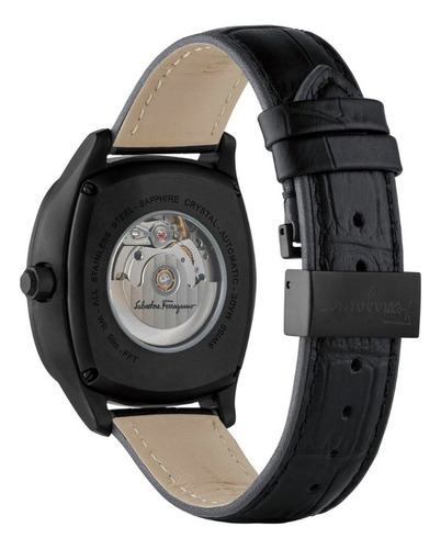 Reloj De Pulsera Salvatore Ferragamo Ffw02 De Cuerpo Color Negro, Analógico, Para Hombre, Con Correa De Piel Color Negro Y Mariposa