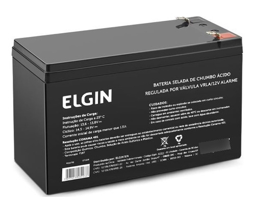 Bateria Selada 12v 7ah Elgin Vrla Alarme Cerca Eletrônica