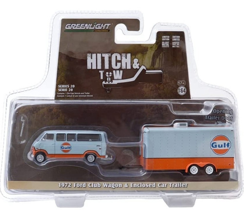 Greenlight 1:64 1972 Ford Club Wagon Remolque Gulf 