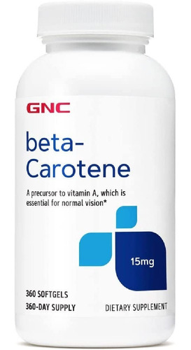 Betacaroteno 15 Mg Gnc 360 Cápsulas Blandas