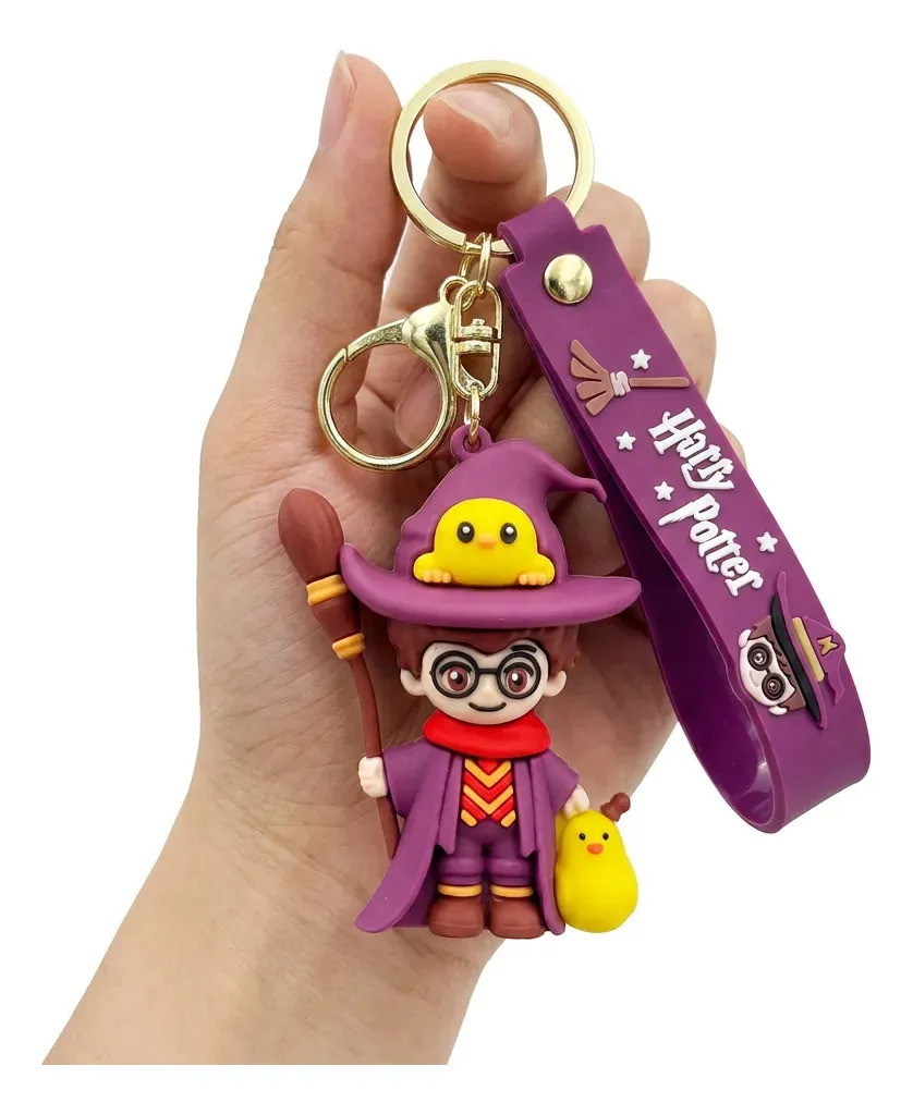 Chaveiro Harry Potter Vassoura Silicone Colecionável Violeta