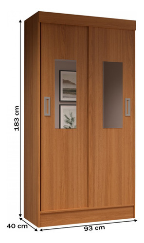Guarda-roupa Solteiro Berlim 2 Portas Com Espelho Cinamomo