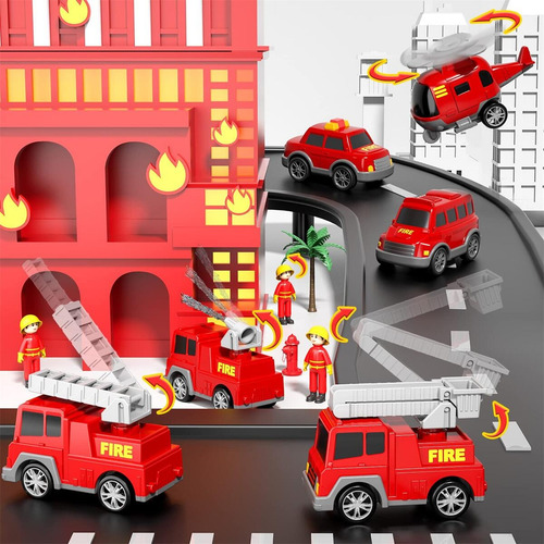 Vehículo De Juguete De Bomberos 7 En 1 Con Juego De Mapas