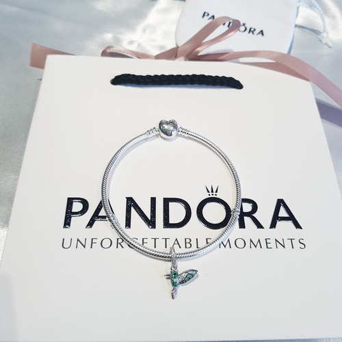 Imagen 3 de 10 de Pulsera Pandora Corazón Original Ale + Charm Picaflor Plata