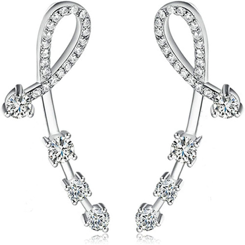 Aretes Tipo Ear Cuff Con Diamantes Cubic Zirconia Hipoalerge