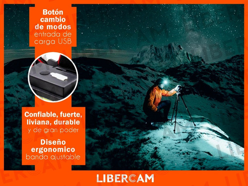 Linterna Minero Cabeza Vincha Doble Led Cob Recargable